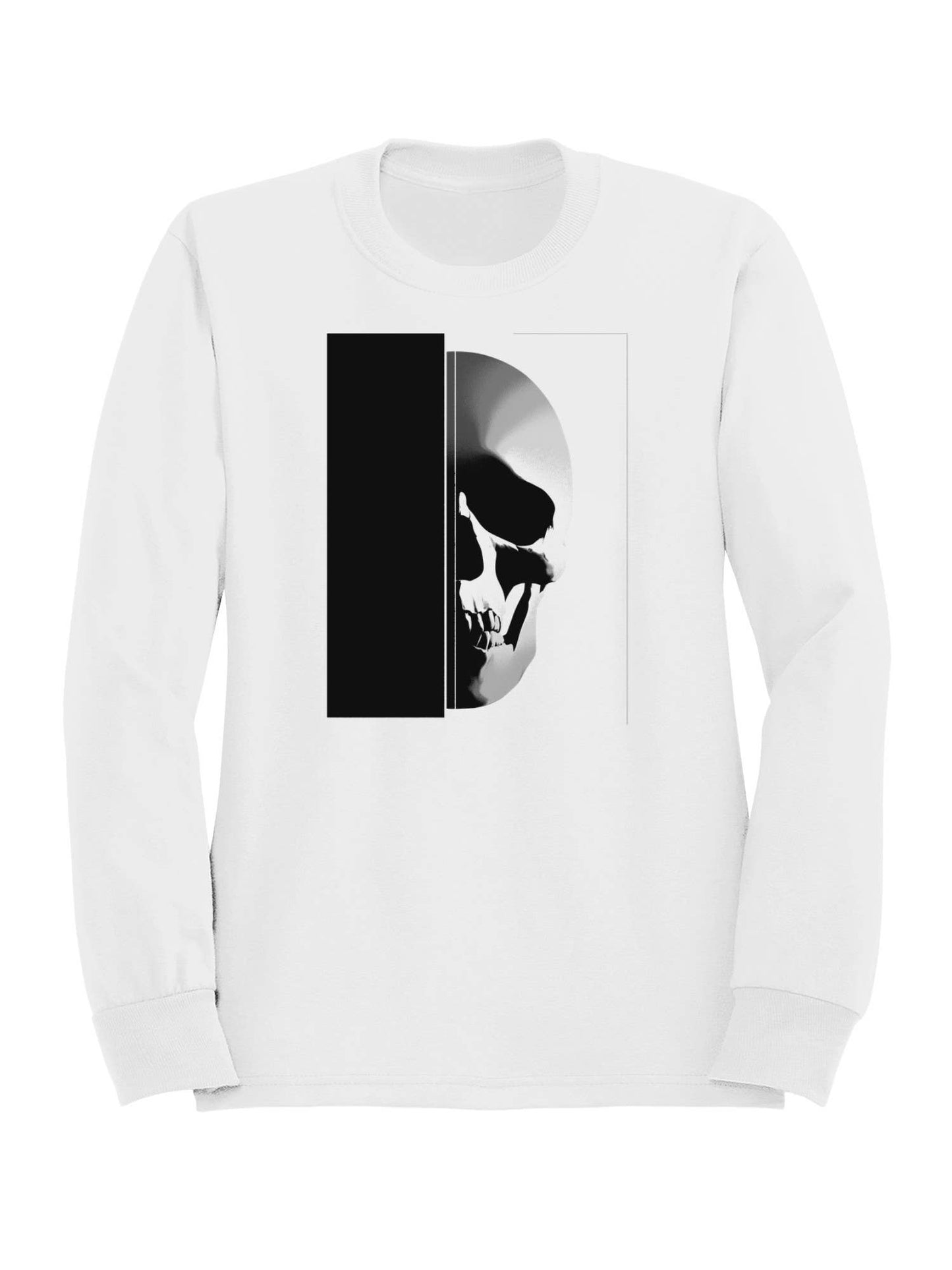 Half Shadow Sketched Skull Art Men's Sweatshirt