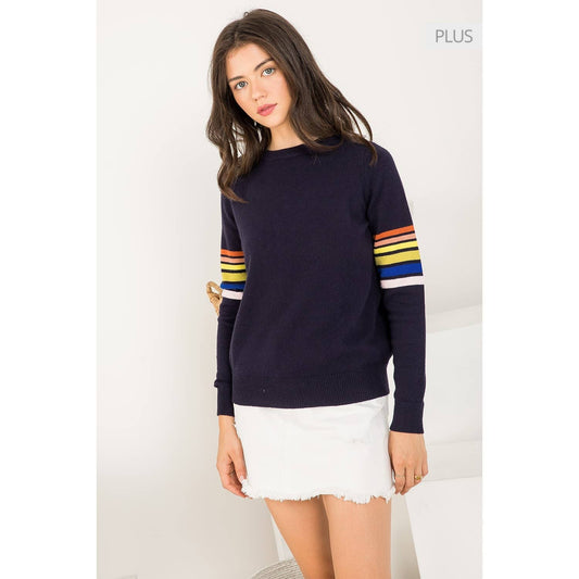 /Size Xl/ Stripe Sleeve Knit Sweater