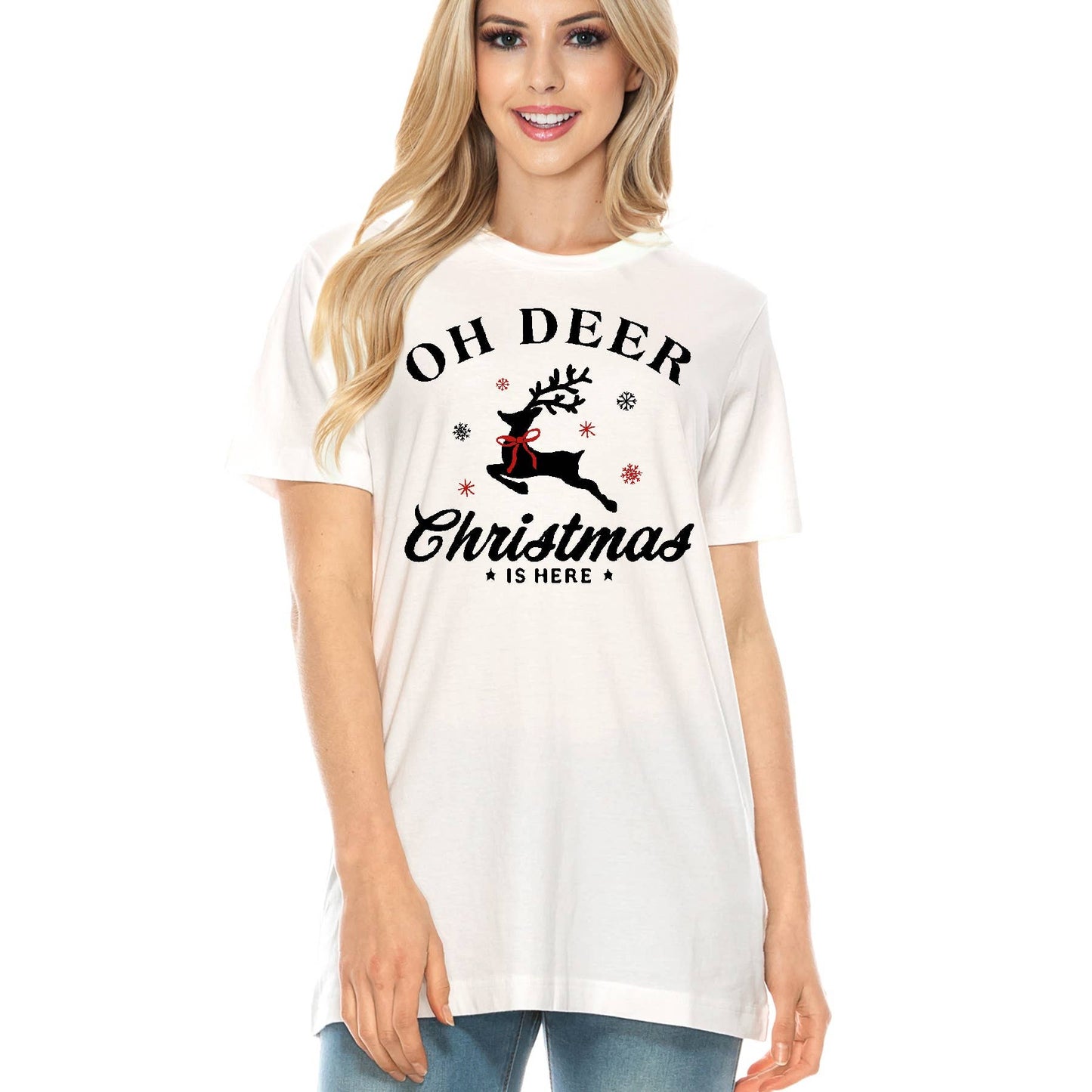 Oh Deer Christmas Is Here Short Sleeve Tee