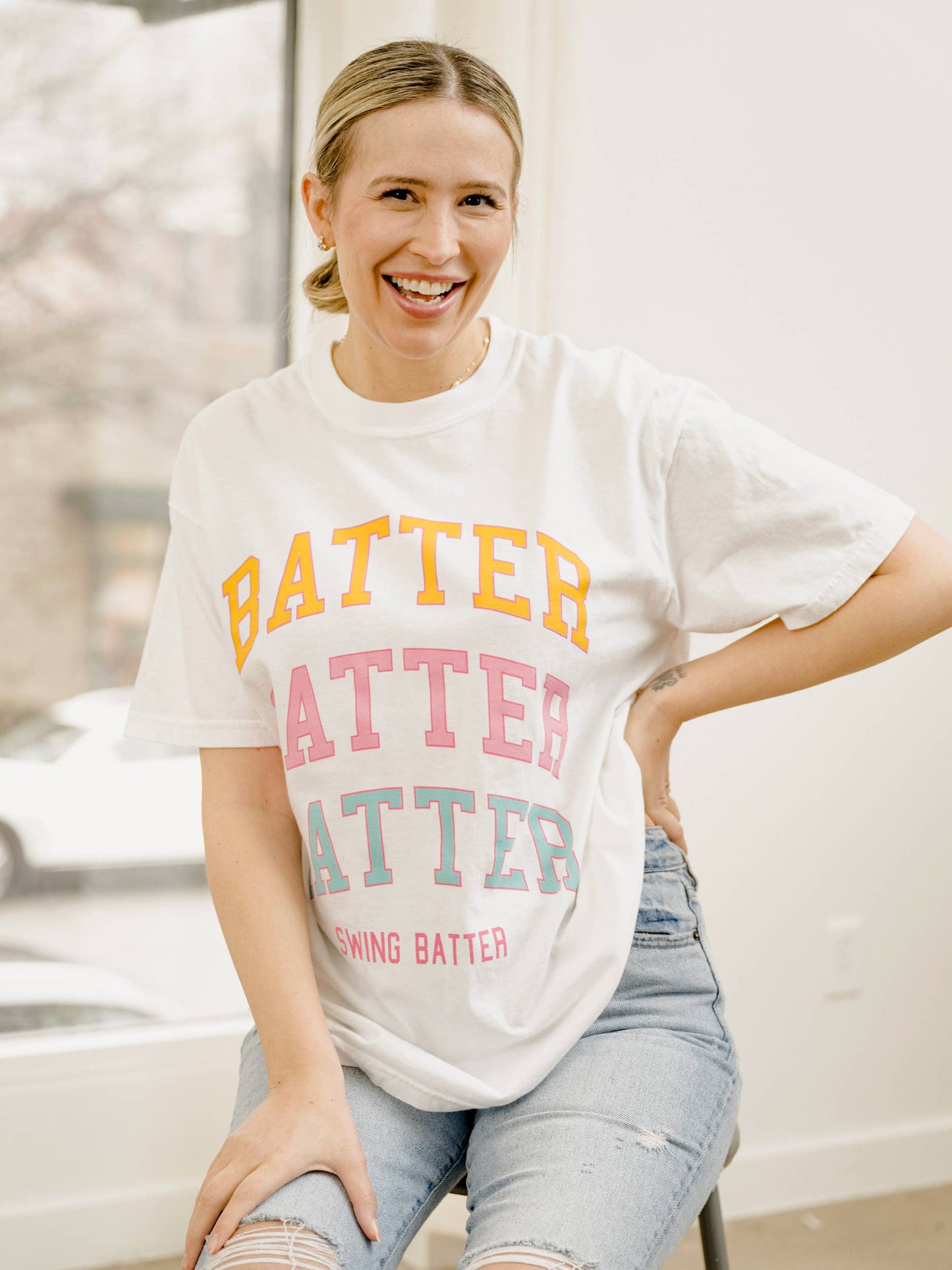 Batter Batter Swing Baseball White Comfort Colors Tee