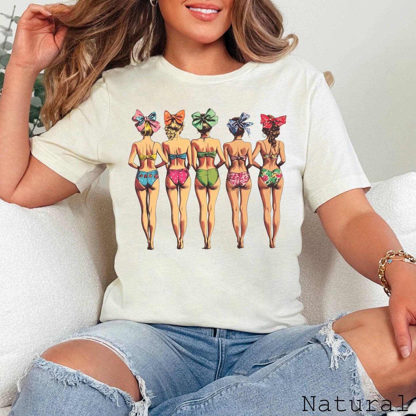 Vintage Beach Bikini Girls Retro Graphic Tee  | Bella Canvas