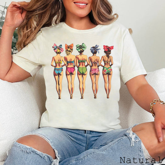 Vintage Beach Bikini Girls Retro Graphic Tee  | Bella Canvas
