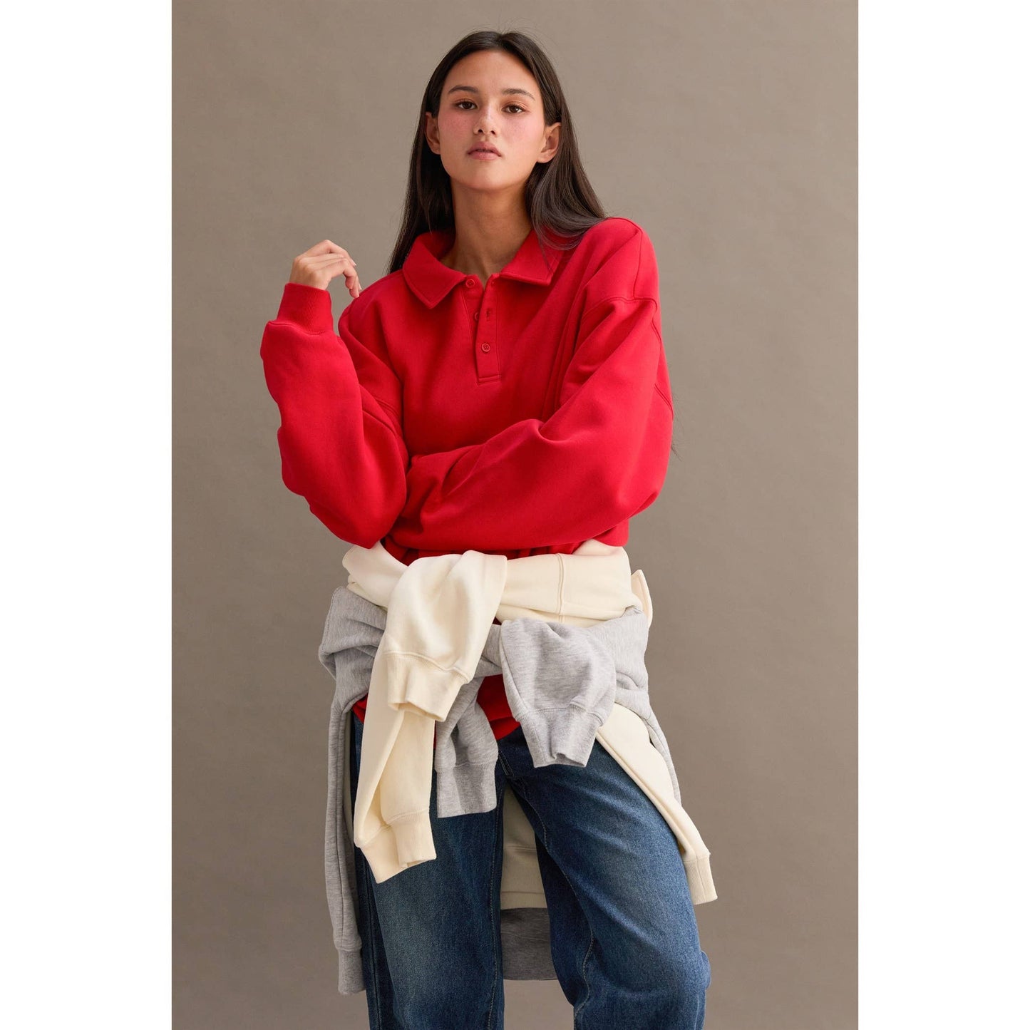 Oversized Polo Collared Pullover