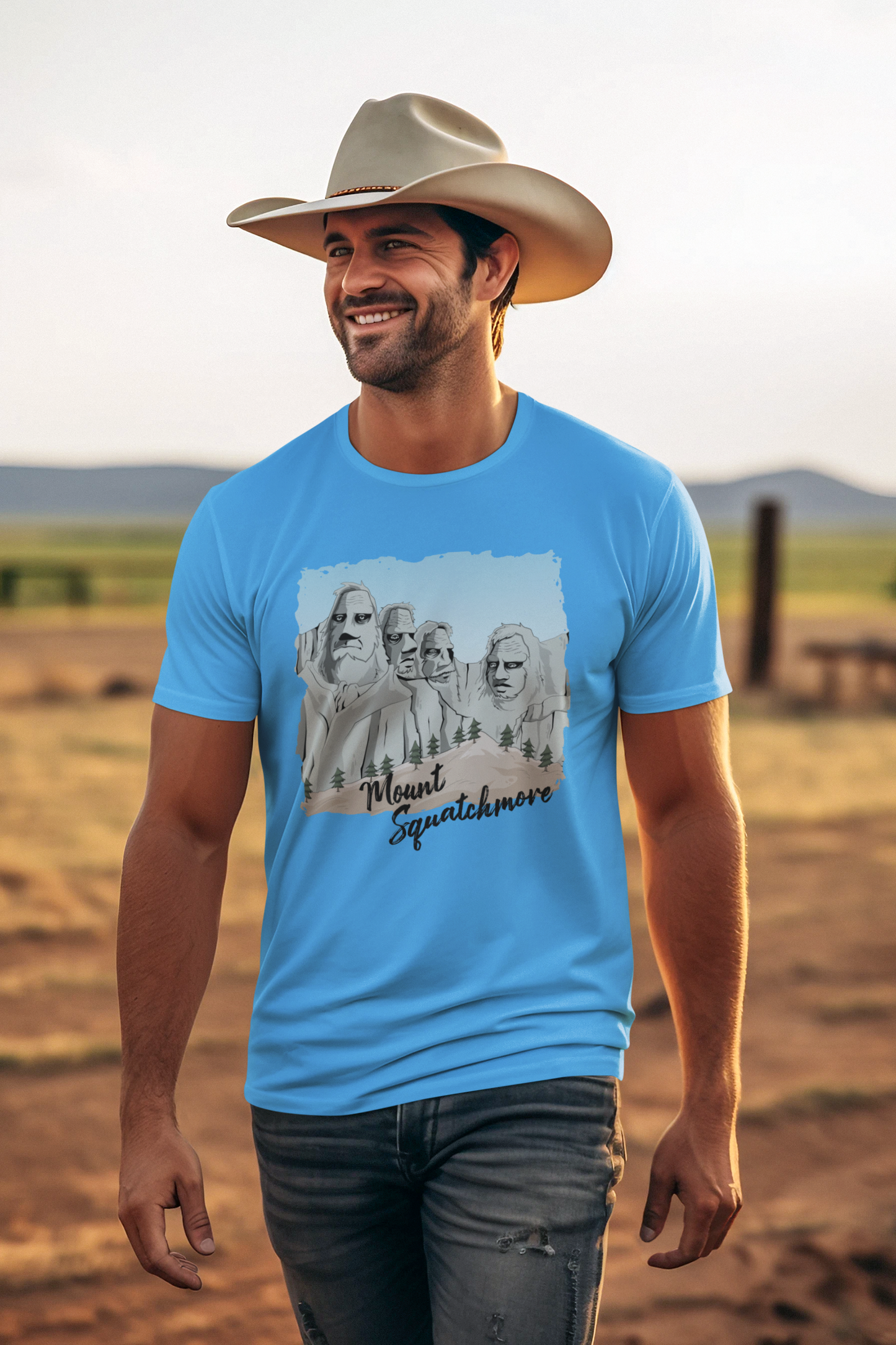 Mount Squatchmore Bigfoot T-Shirt (Carolina Blue)