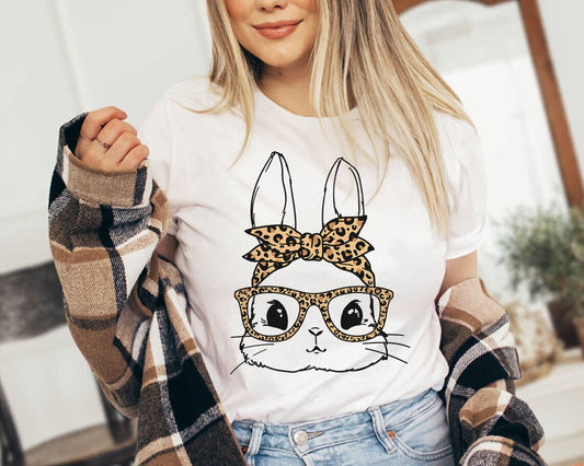 Easter Bunny Leopard Glasses - Cute Easter Shirt