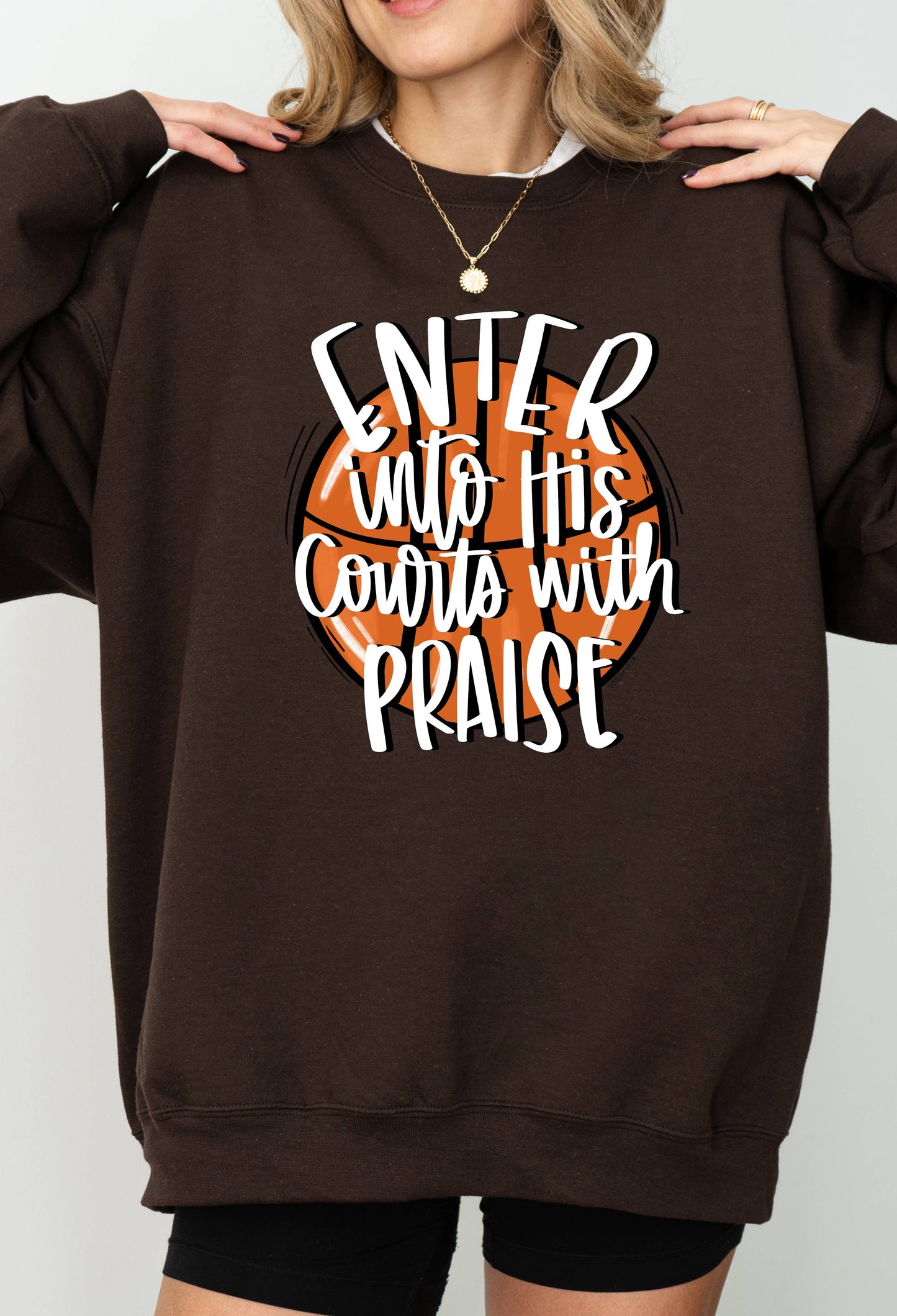 Enter Into His Courts with Praise Graphic Sweater