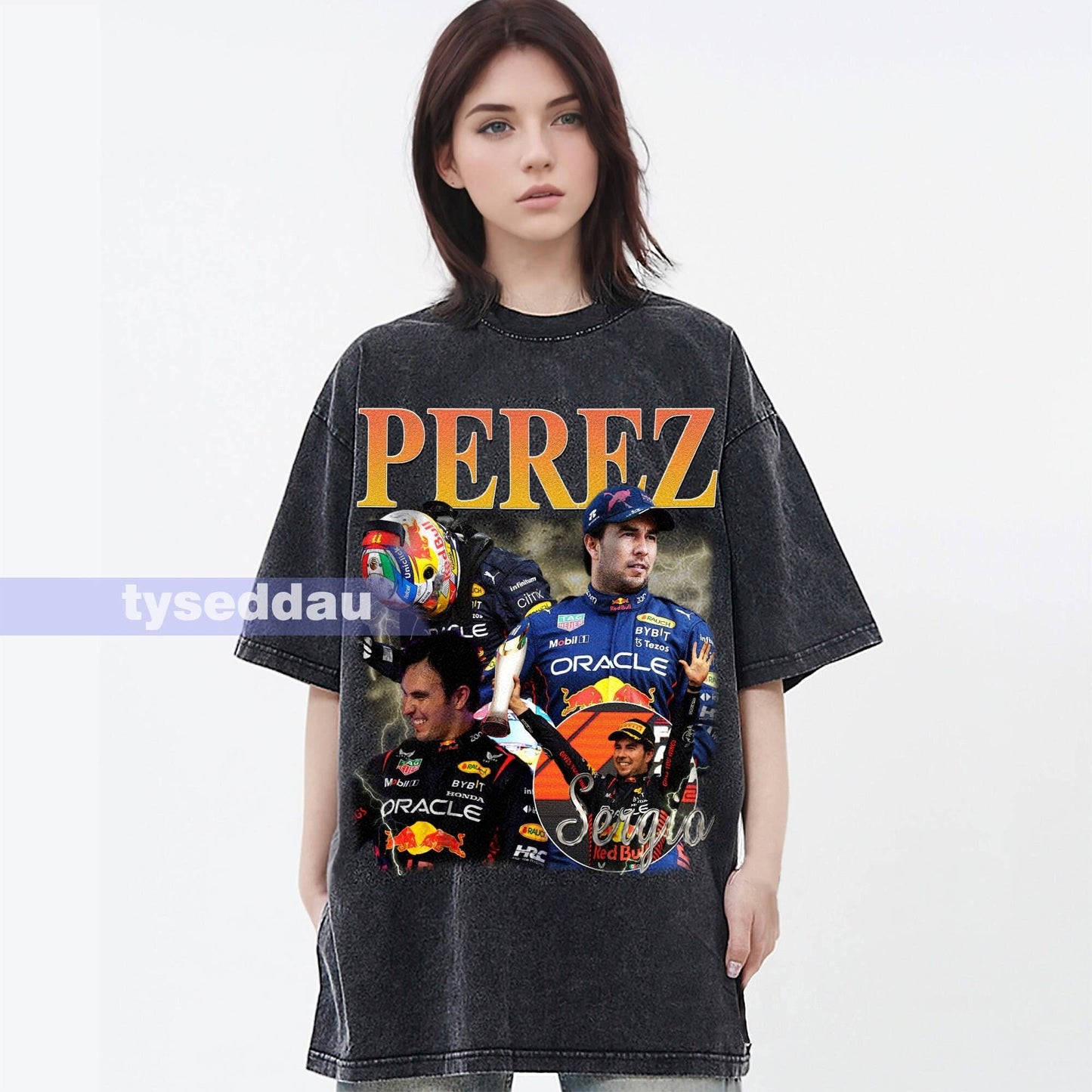 Sergio Pérez Vintage Washed Tee - F1 Racing Graphic