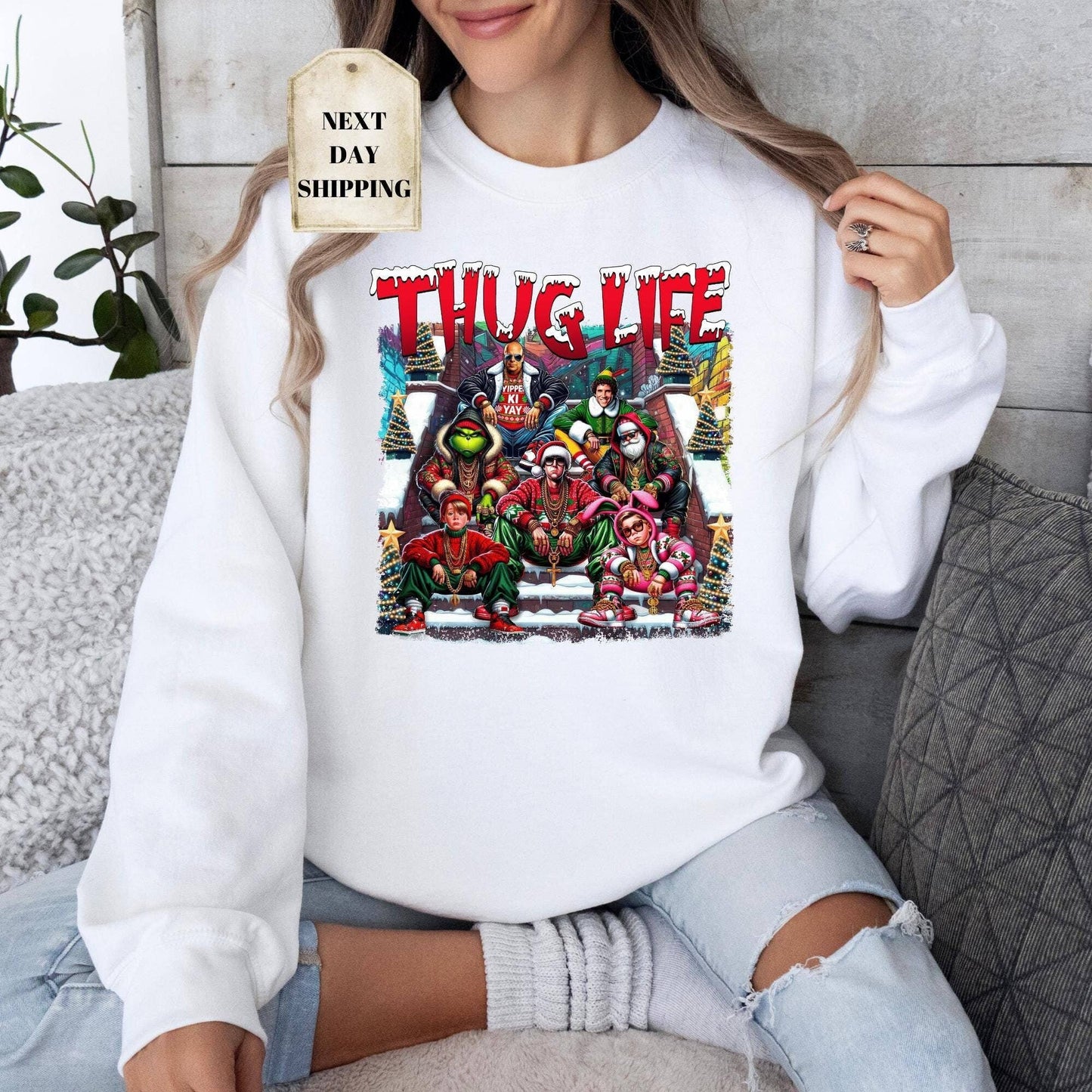 Thug Life Christmas Sweatshirt Holiday Crewneck Xmas Gift