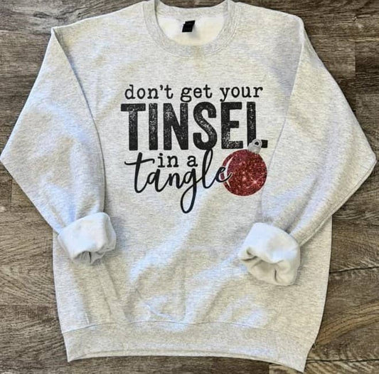 Don't Get Your Tinsel in A Tangle Ash Gray Sweatshirt