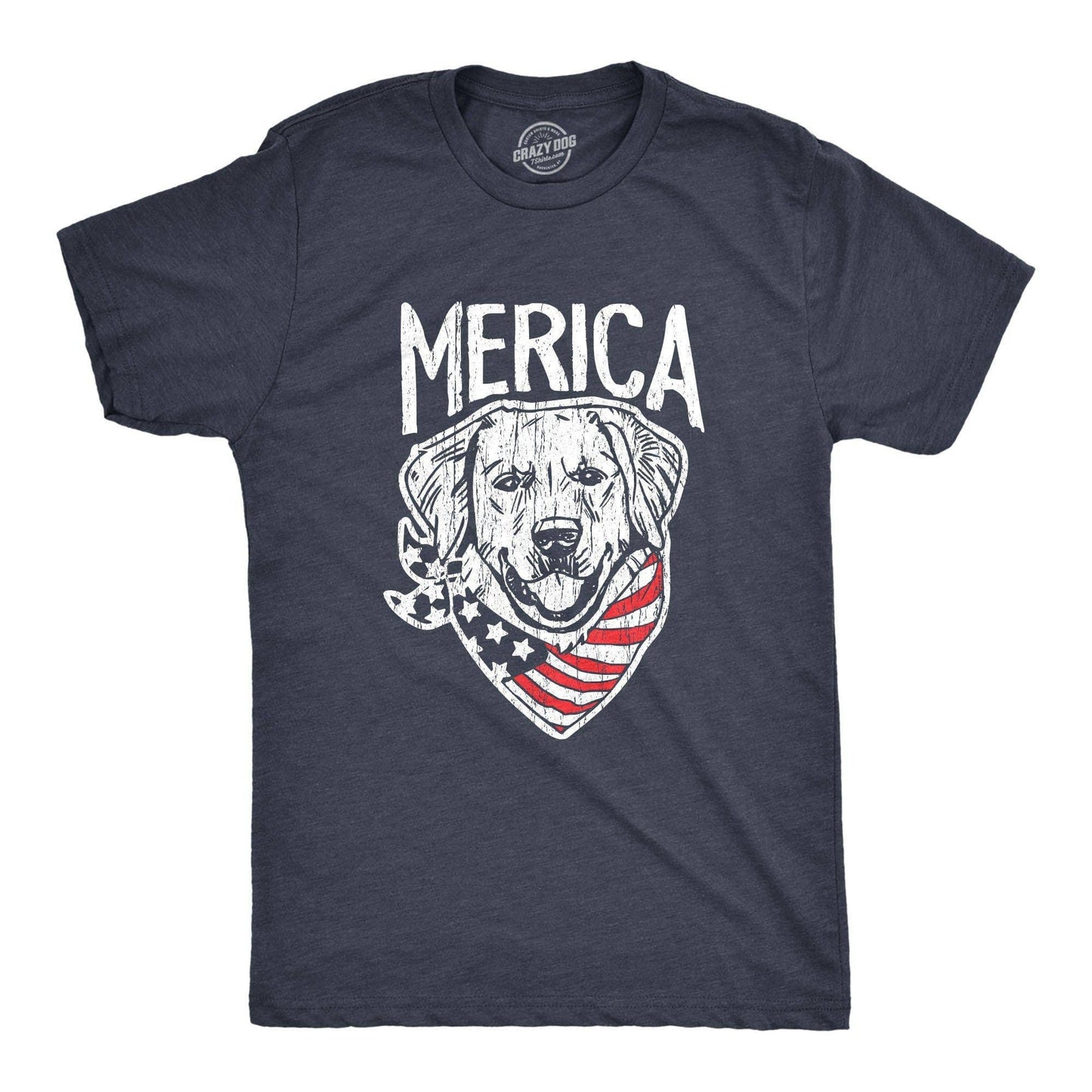 Merica Dog Men's Tshirt Fourth of July Graphic Tee Western T