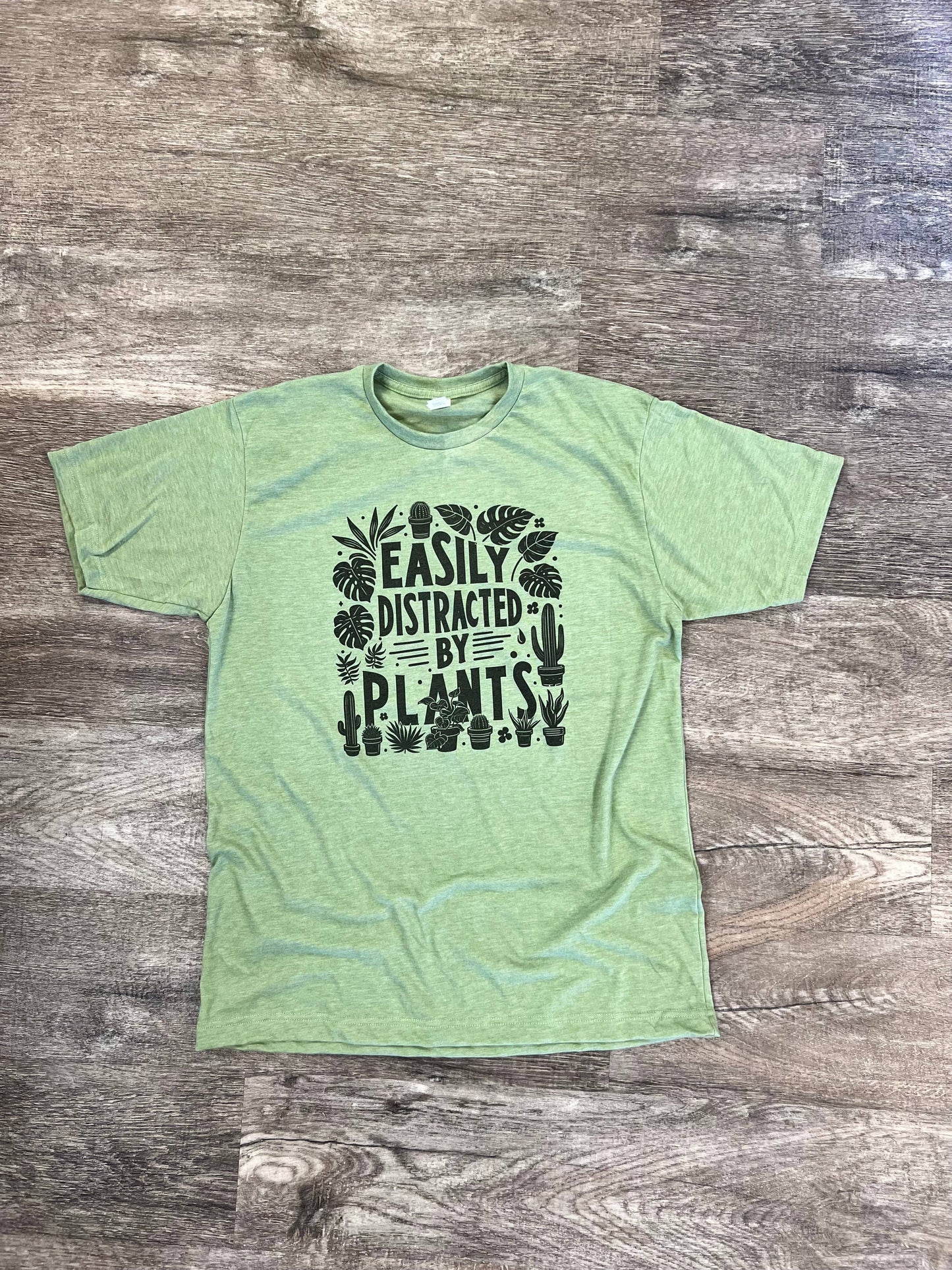 Easily Distracted By Plants On Heather Green Tee