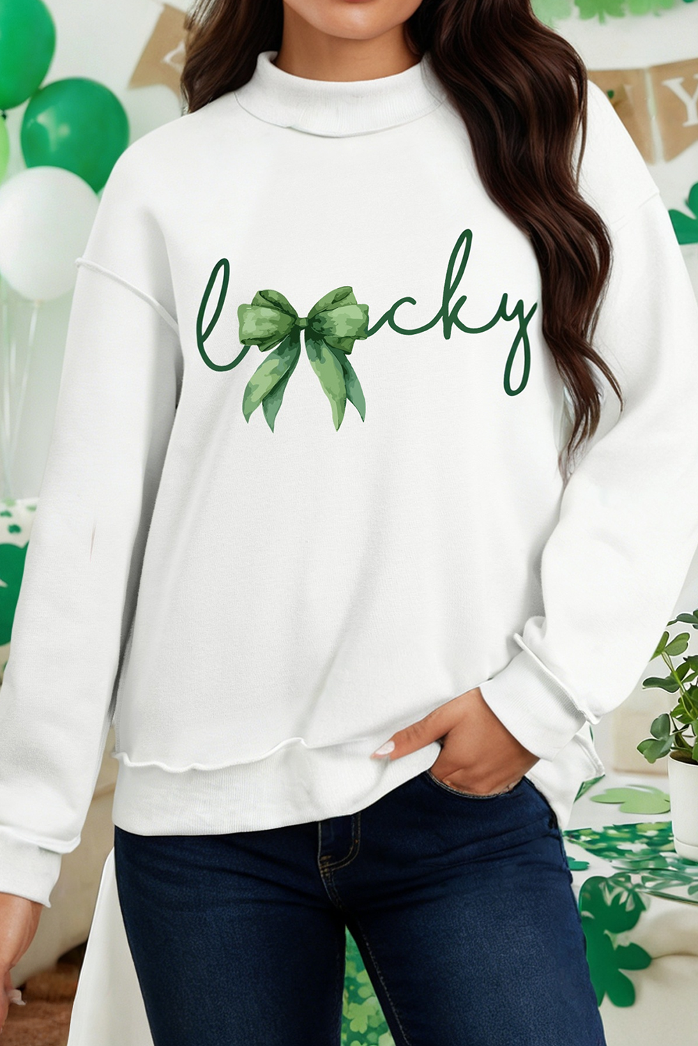 Reversible Lucky Print St Patrick Day Sweatshirt (S-Xl)