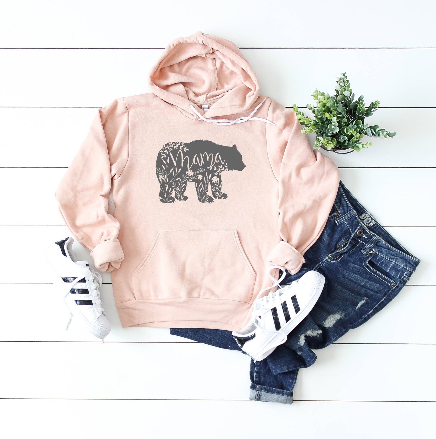 Peach Mama Bear Hooded Sweatshirt