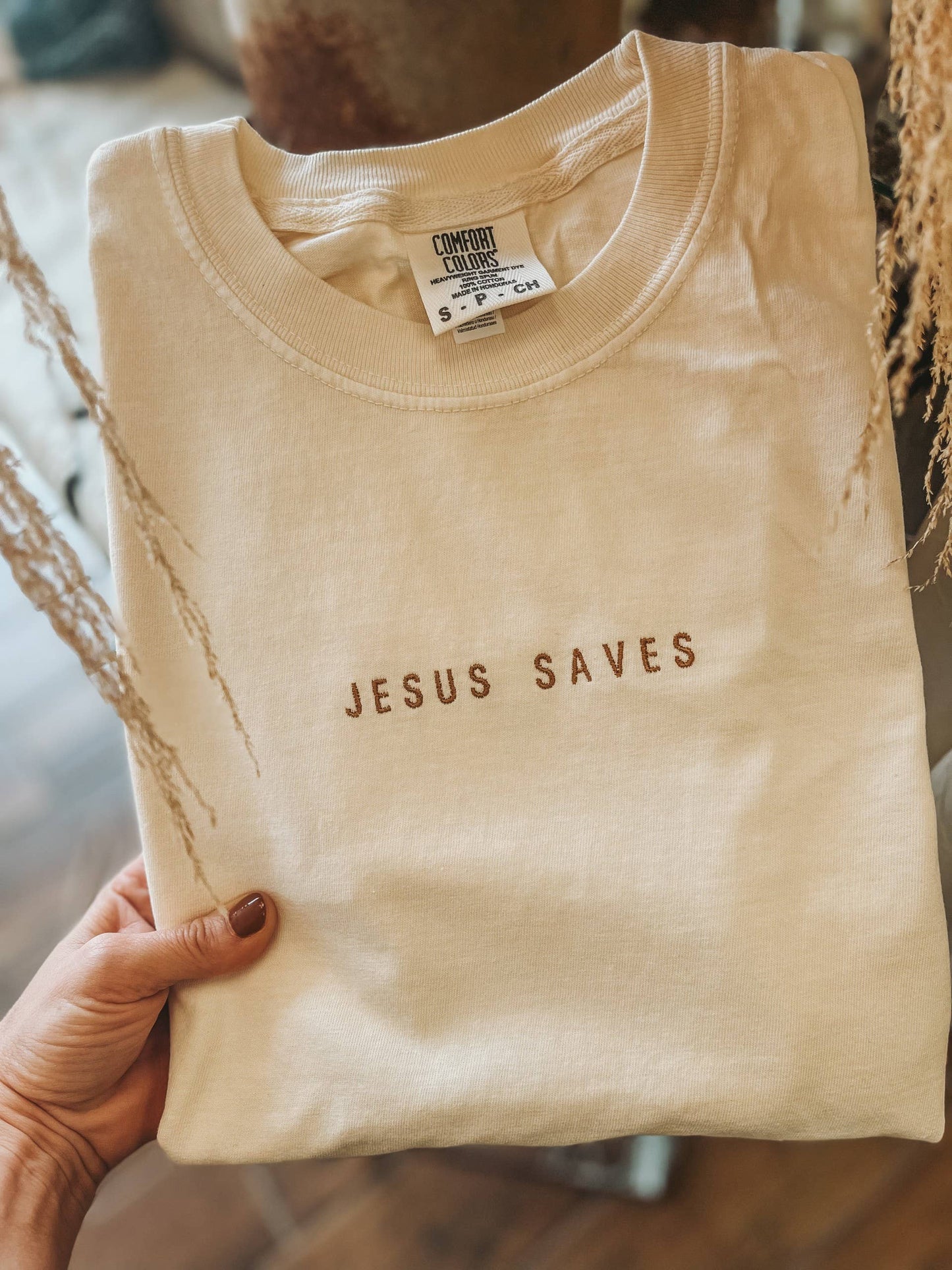 Embroidered Jesus Saves Short Sleeve Tee