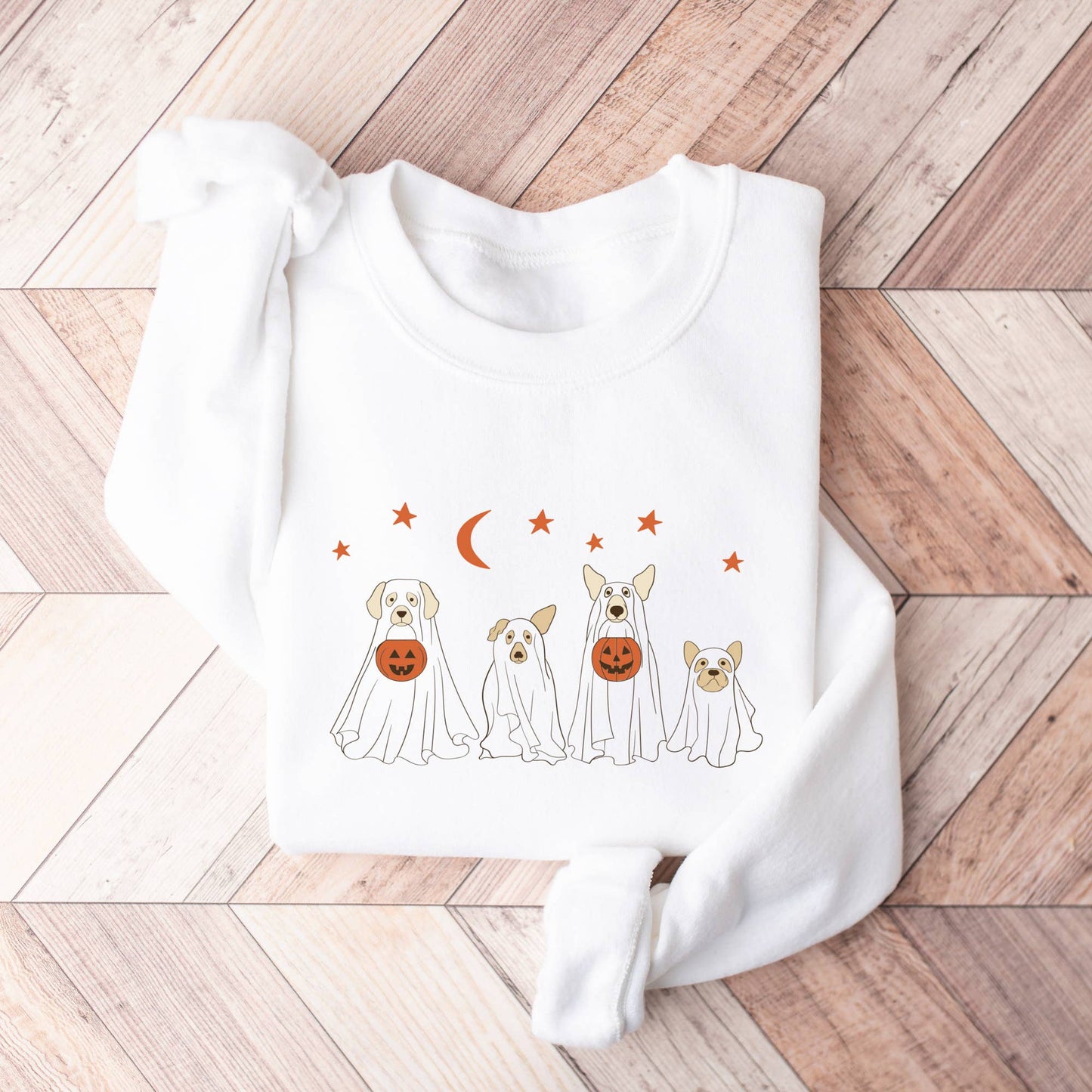 Ghost Dogs Sweatshirt - Halloween Pets Crewneck Sweater
