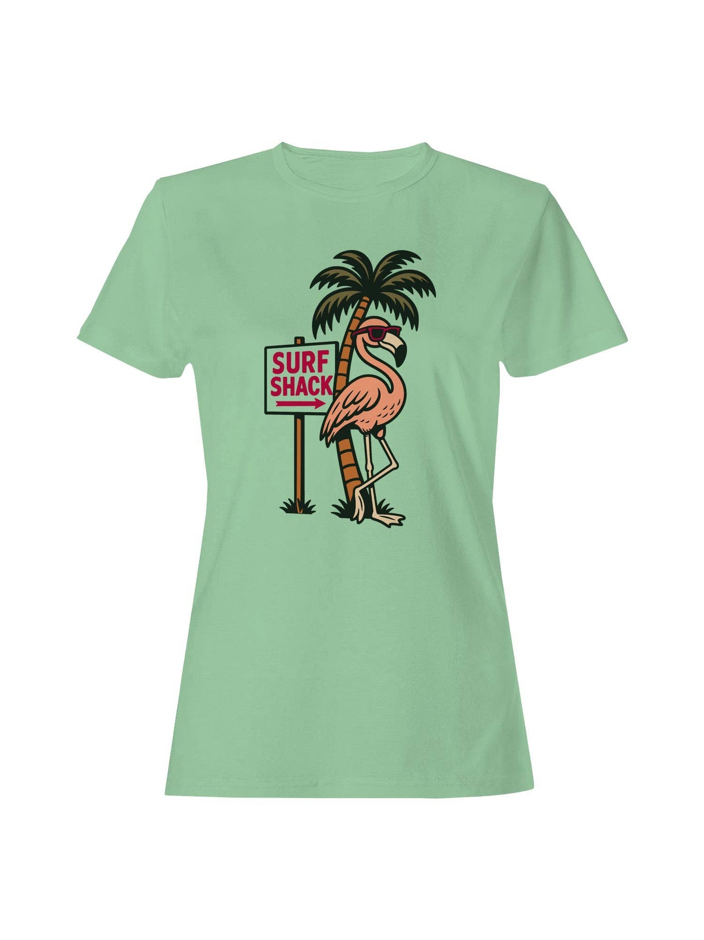 Tropical Flamingo Surf Shack Vibes Women's T-Shirt