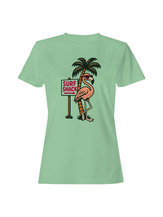 Tropical Flamingo Surf Shack Vibes Women's T-Shirt