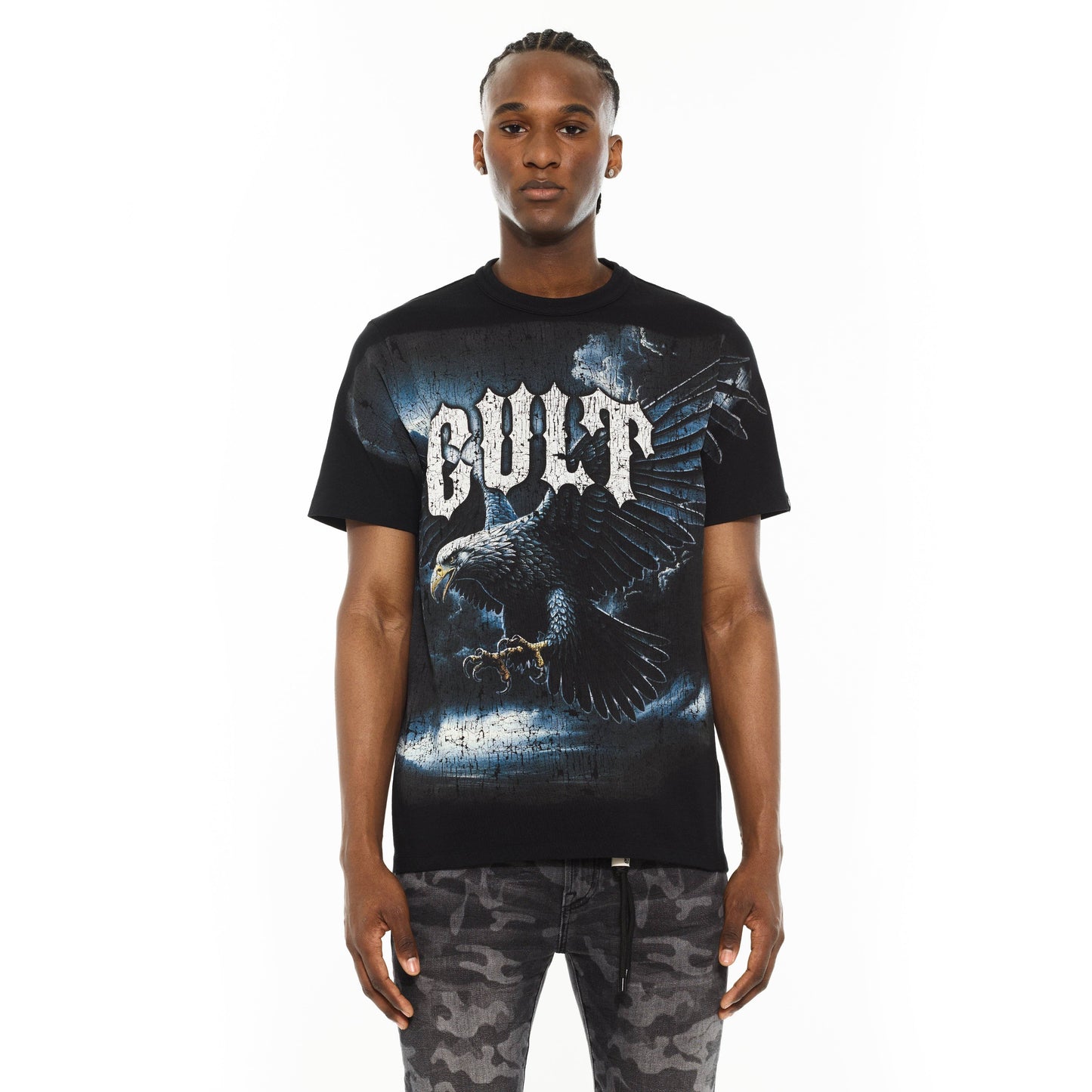 Cult's Heavyweight Crew Neck Tee "Eagle" in Black