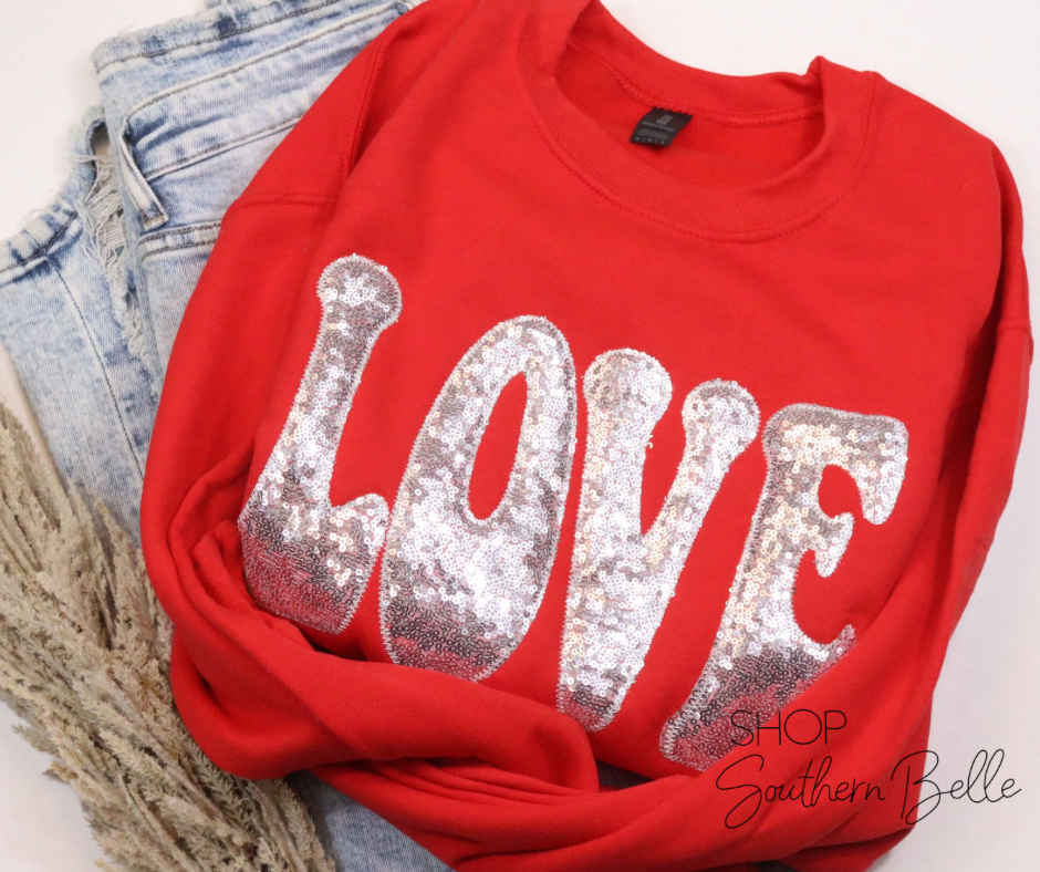 Valentine Love Embroidered Sweatshirt