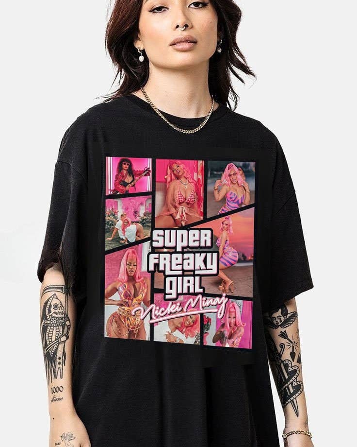 Nicki Minaj Washed T-Shirt Retro 90's Rapper Homage