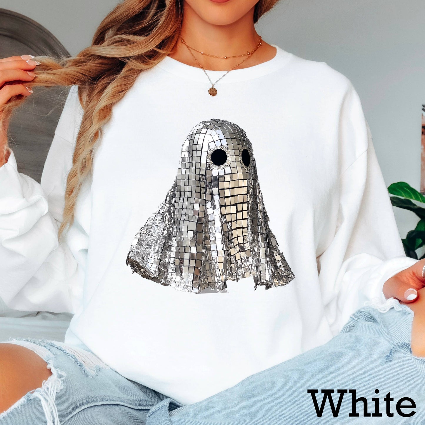 Disco Ghost Halloween 2025 Long Sleeve Shirt | Gildan
