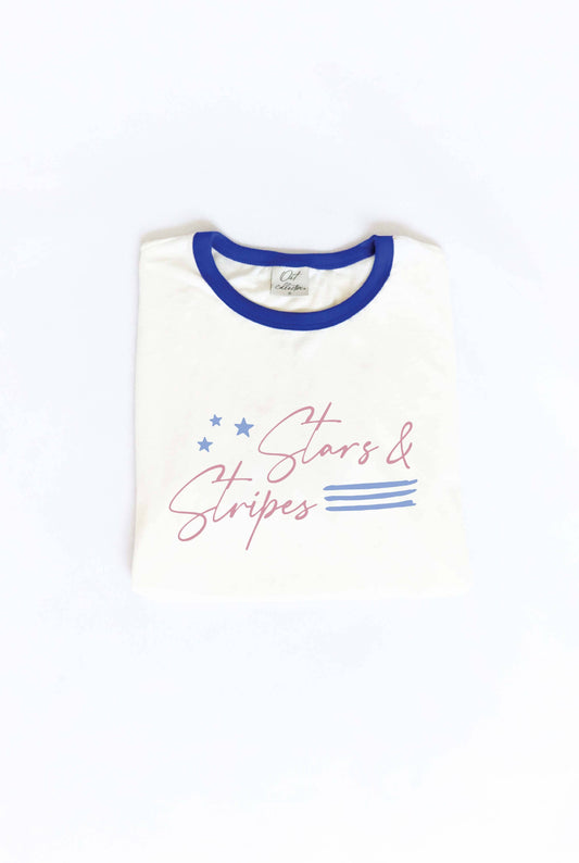 Stars and Stripes Ringer Graphic T-Shirt