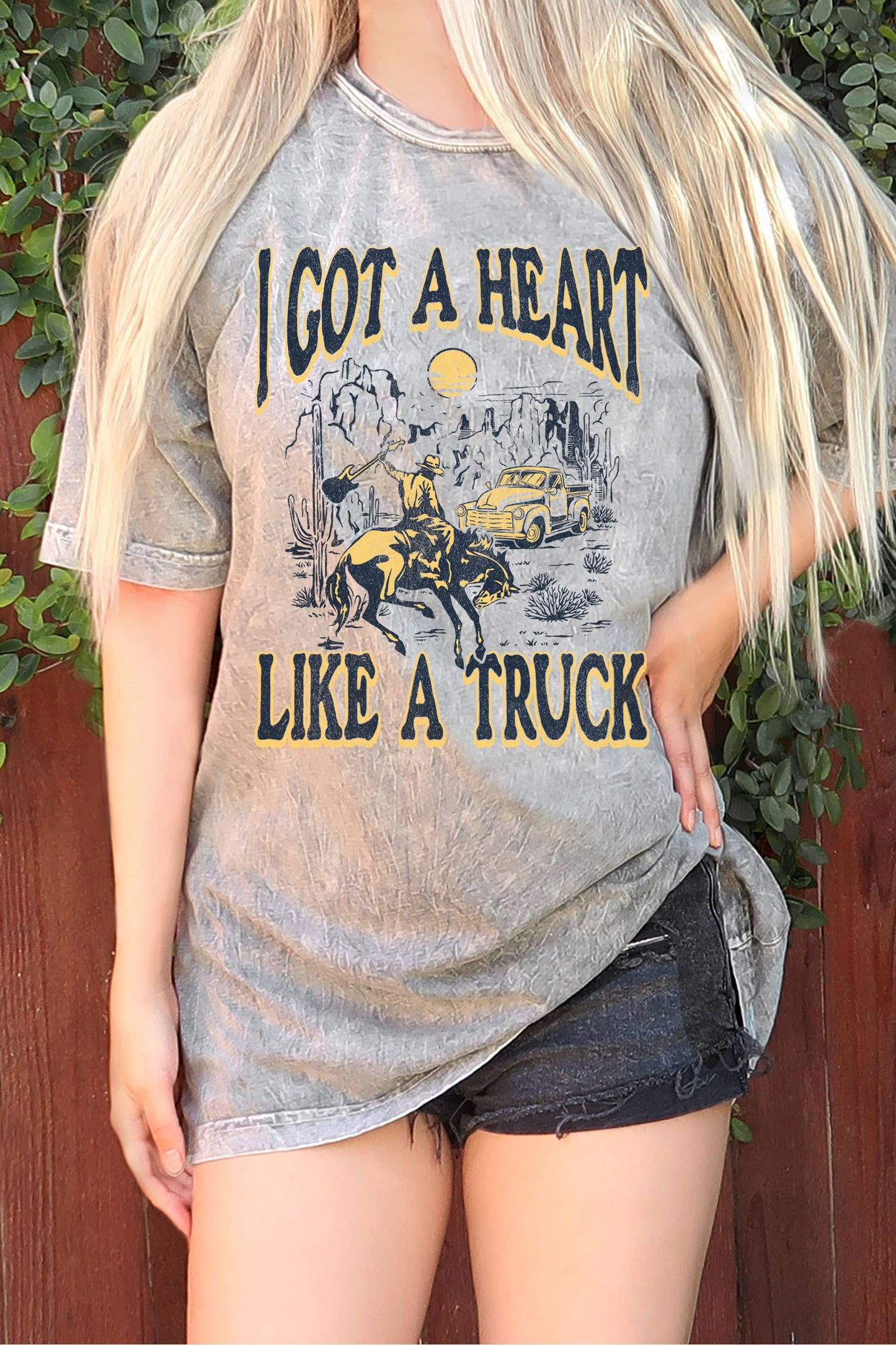 I Got A Heart Like A Truck Oversize Mineral Graphic Tshirt