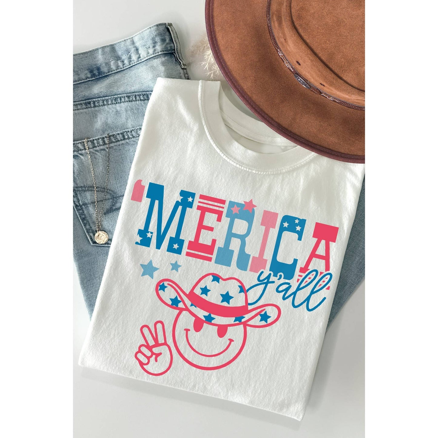 Merica Y All Smile Short Sleeve T Shirt
