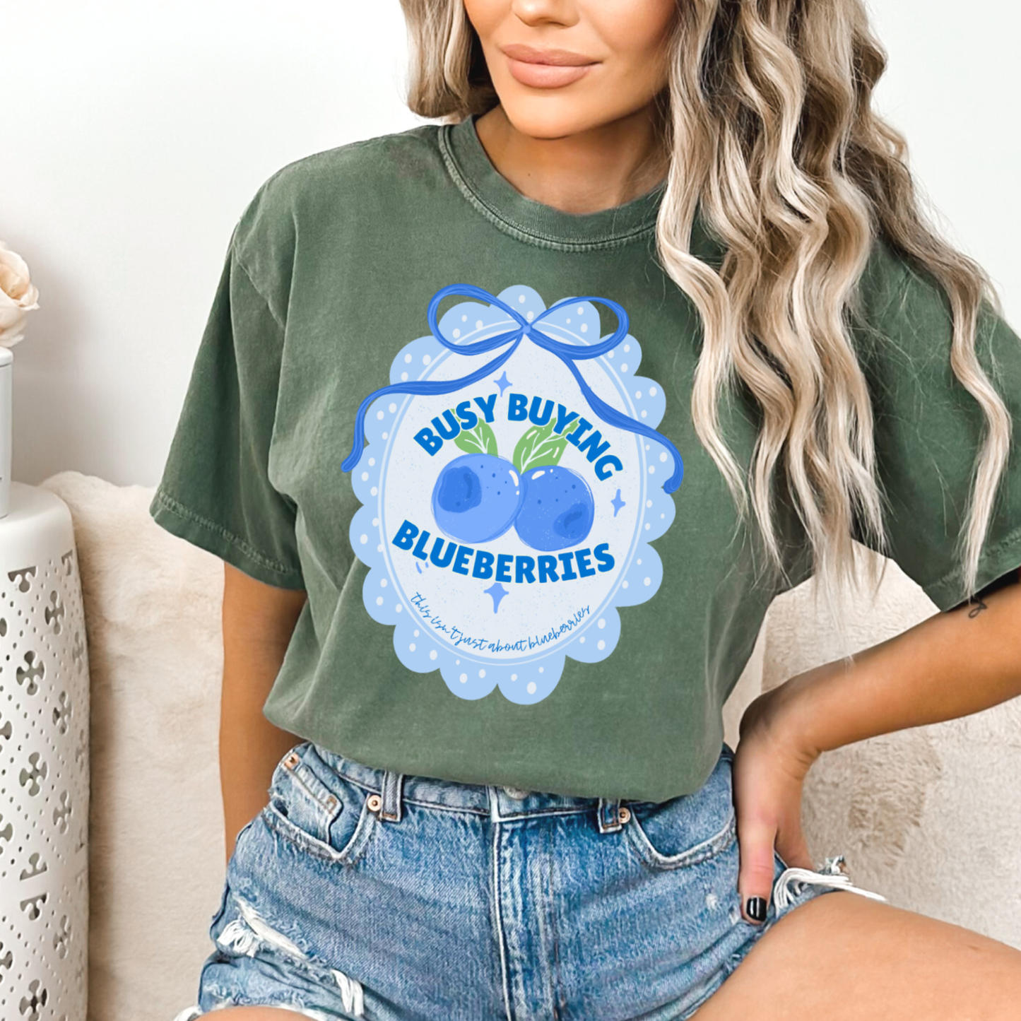 Busy Buying Blueberries Coquette Graphic Shirt|Comfort Color