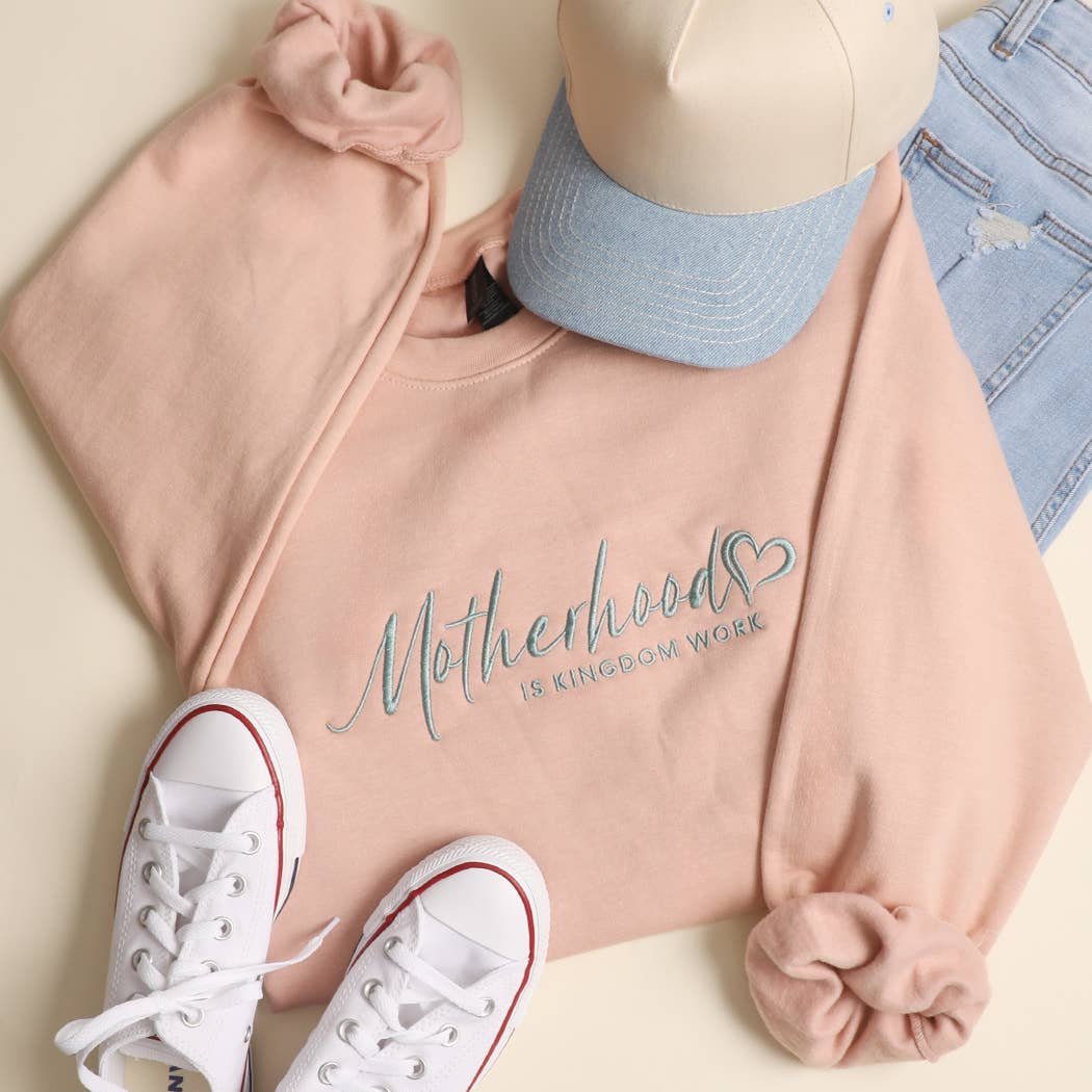 Motherhood Is Kingdom Work Embroidered Midweight Sweatshirt