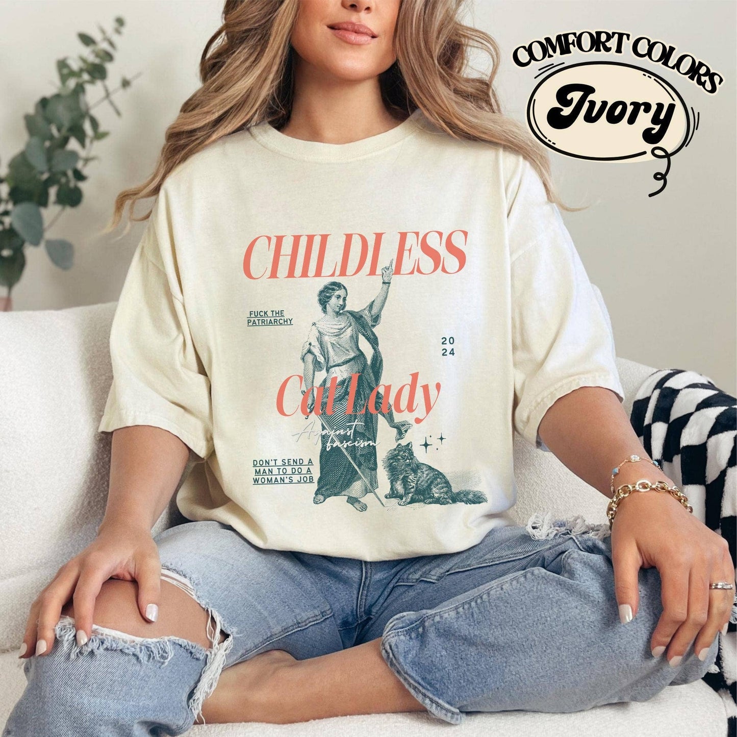 Childless Cat Lady Shirt - Harris 2024 Feminist Girl Power T