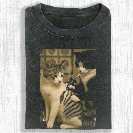 Retro Cat Tattoo Meme Funny Hoodie Parody Sweatshirt