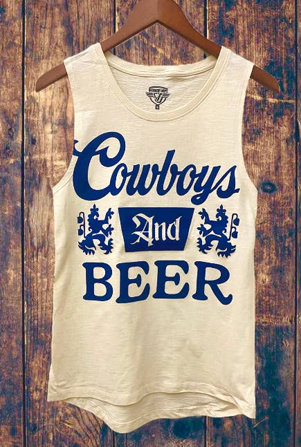 Cowboys and Beer Logo Vintage Muscle Tank Top