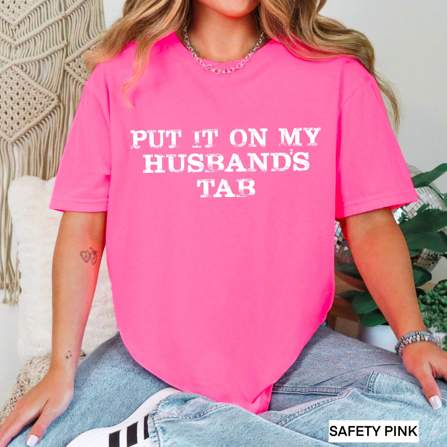 Women's Graphic Tee | Put It On My Husband's Tab | Gildan