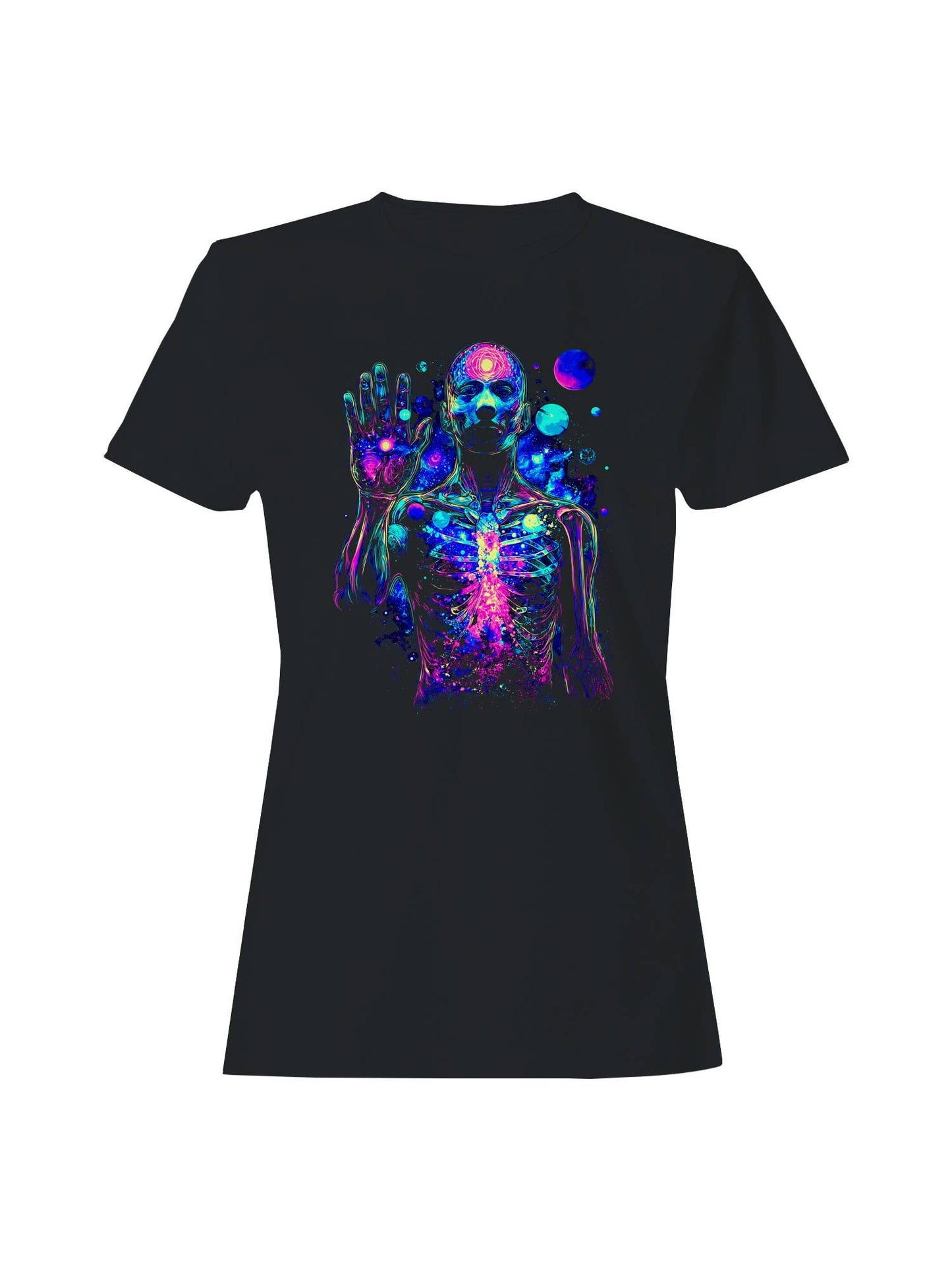 Cosmic Neon Human Anatomy Art Women's T-Shirt
