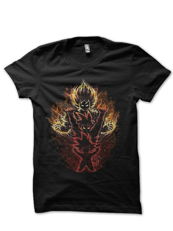 Goku On Fire Black T-Shirt