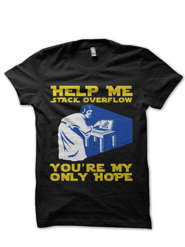 Help Me Stack Overflow Black Half Sleeve T-Shirt