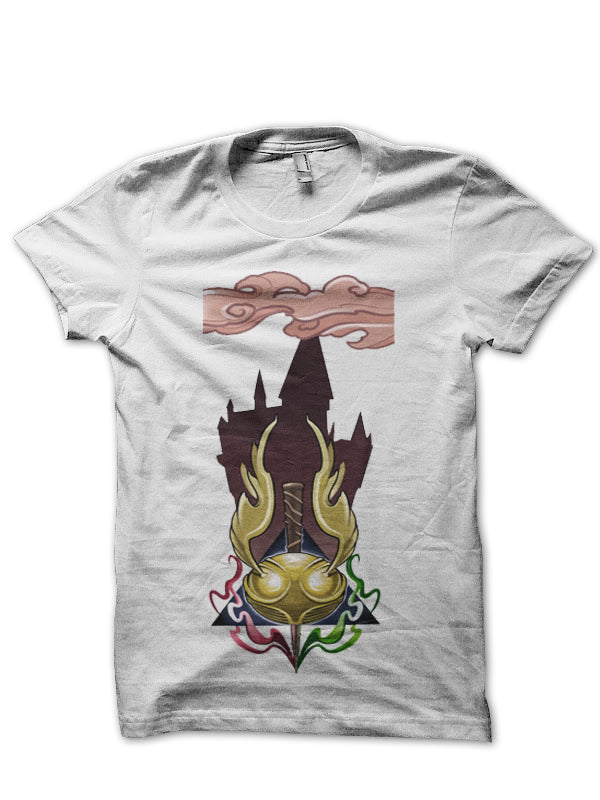 Deathly Hallows Half Sleeve White T-Shirt