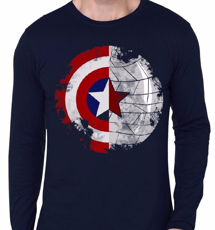 Captain America Navy Blue Full Sleeve T-Shirt