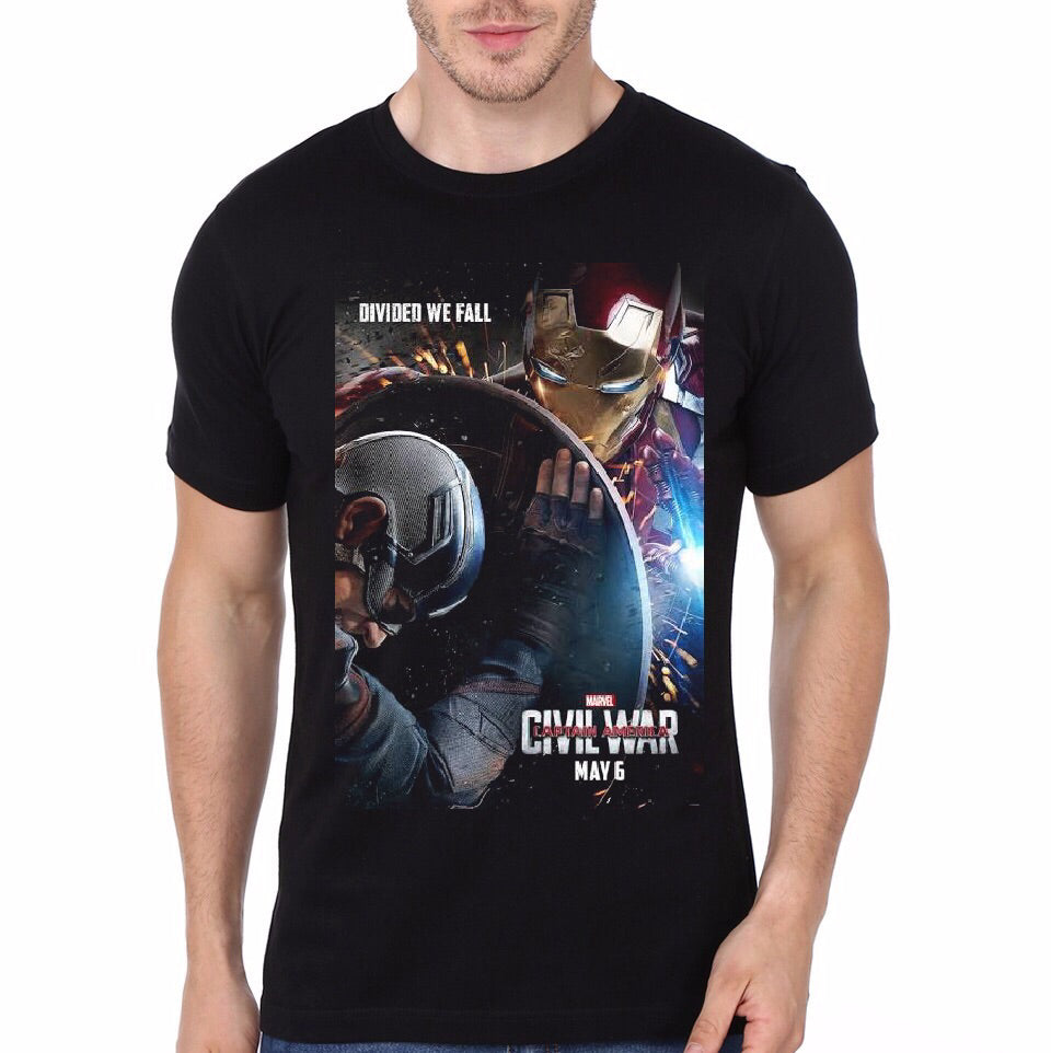 Divide We Fall Civil War Black T-Shirt