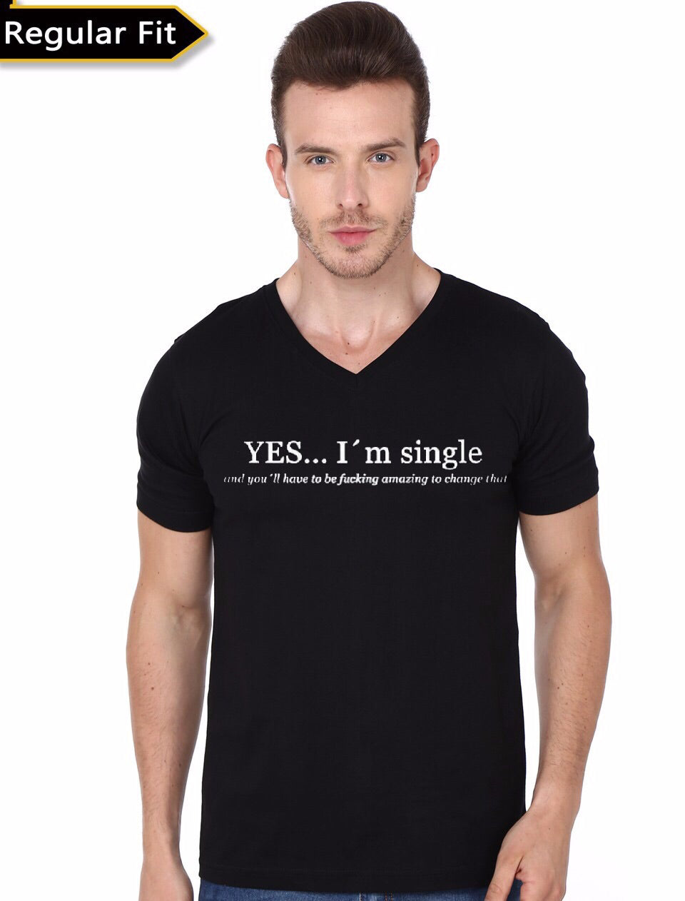Wink Black V-Neck T-Shirt