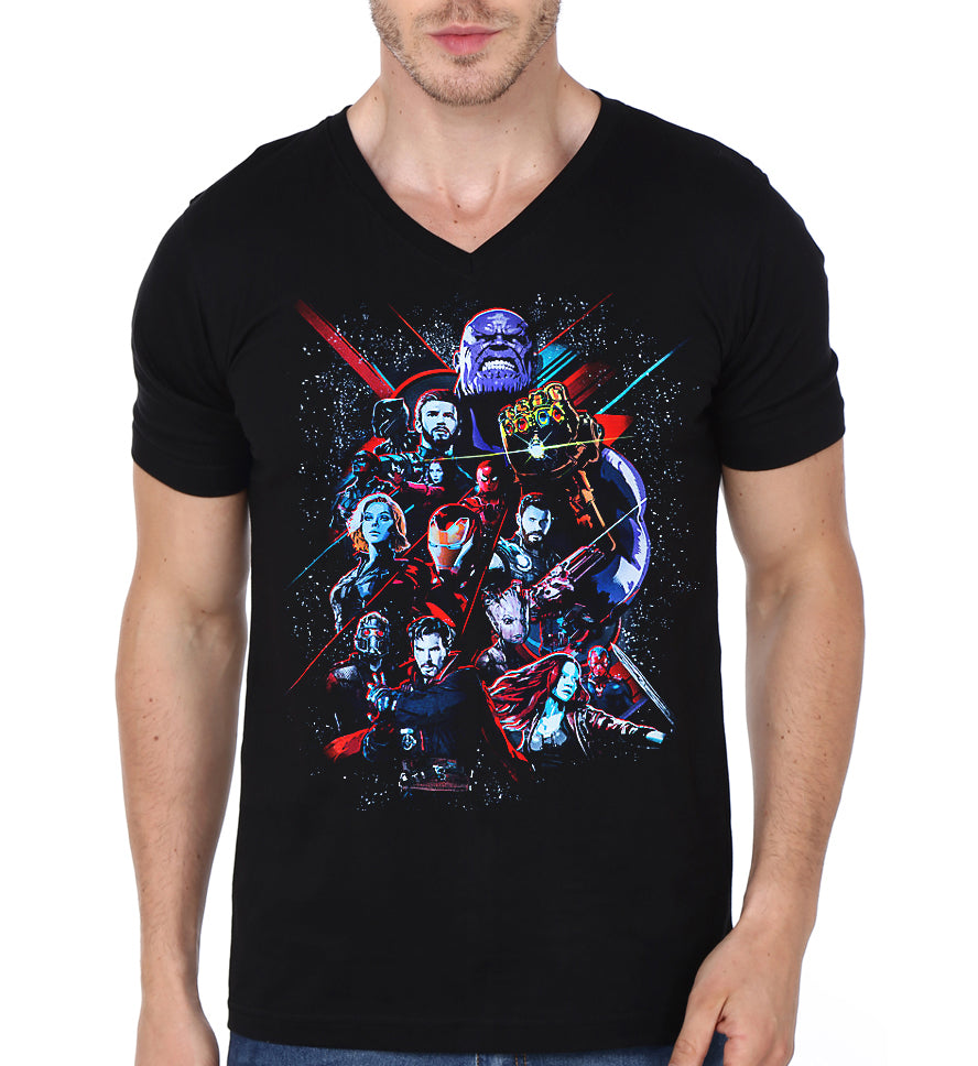 Avengers Infinity War Black V-Neck T-Shirt