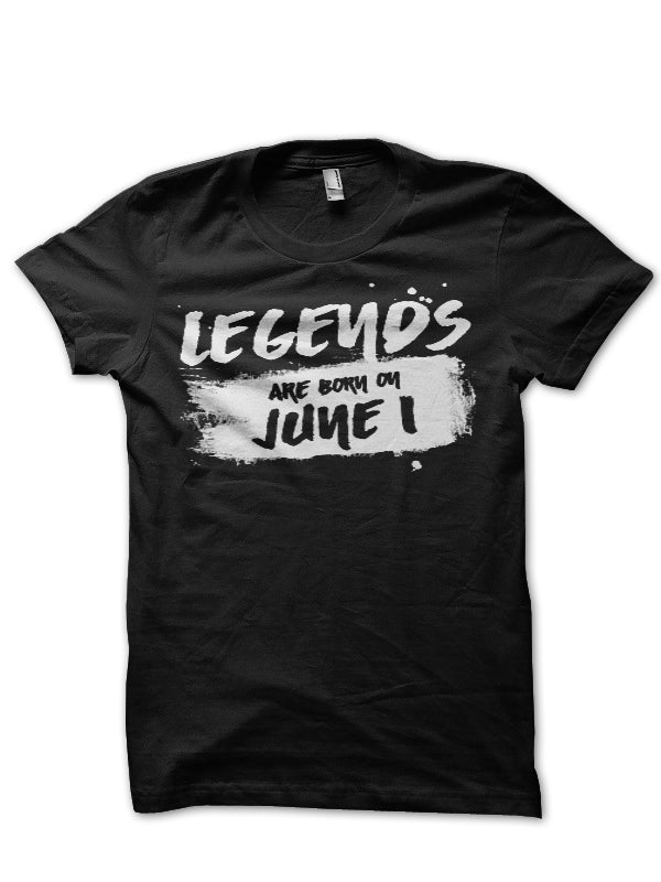 Legends Are Born In June 1 Black T-Shirt