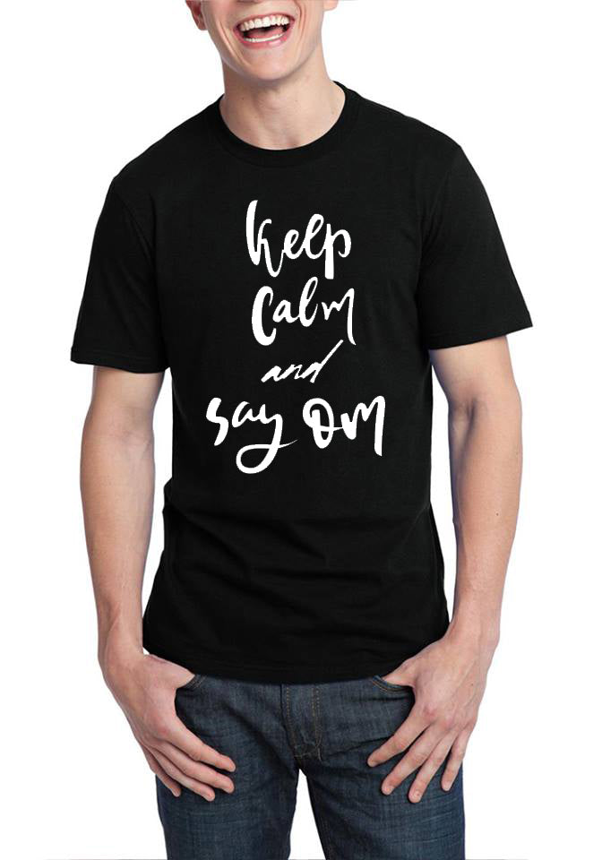 Keep Calm And Say Om Black T-Shirt