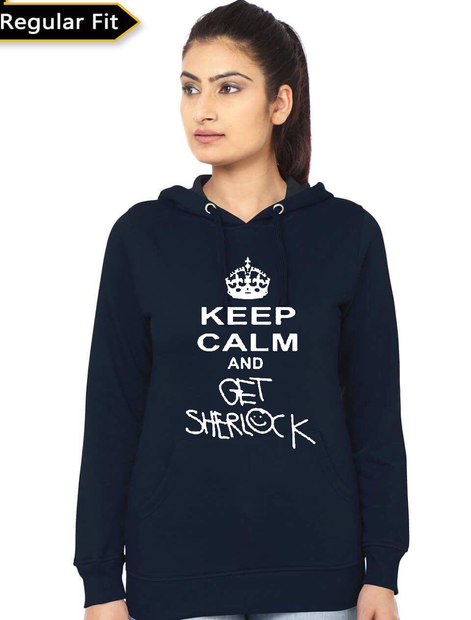 Keep Calm And Get Sherlock Navy Blue Women’s Hoodie