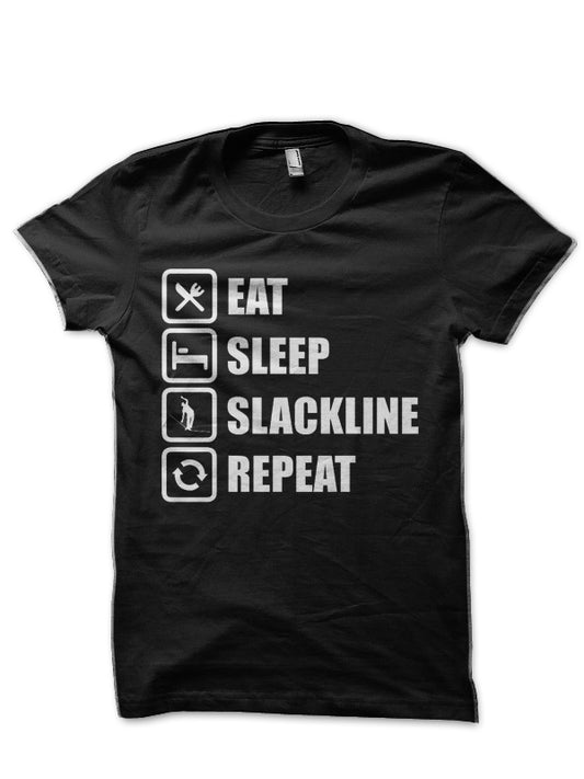 Eat Sleep Slackline Repeat Funny Slack Lining Quote Design T-Shirt