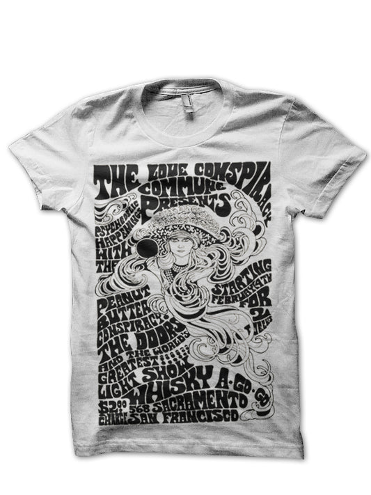 The Doors with Jim Morrison at San Francisco Concert Poster 1967 White T-Shirt