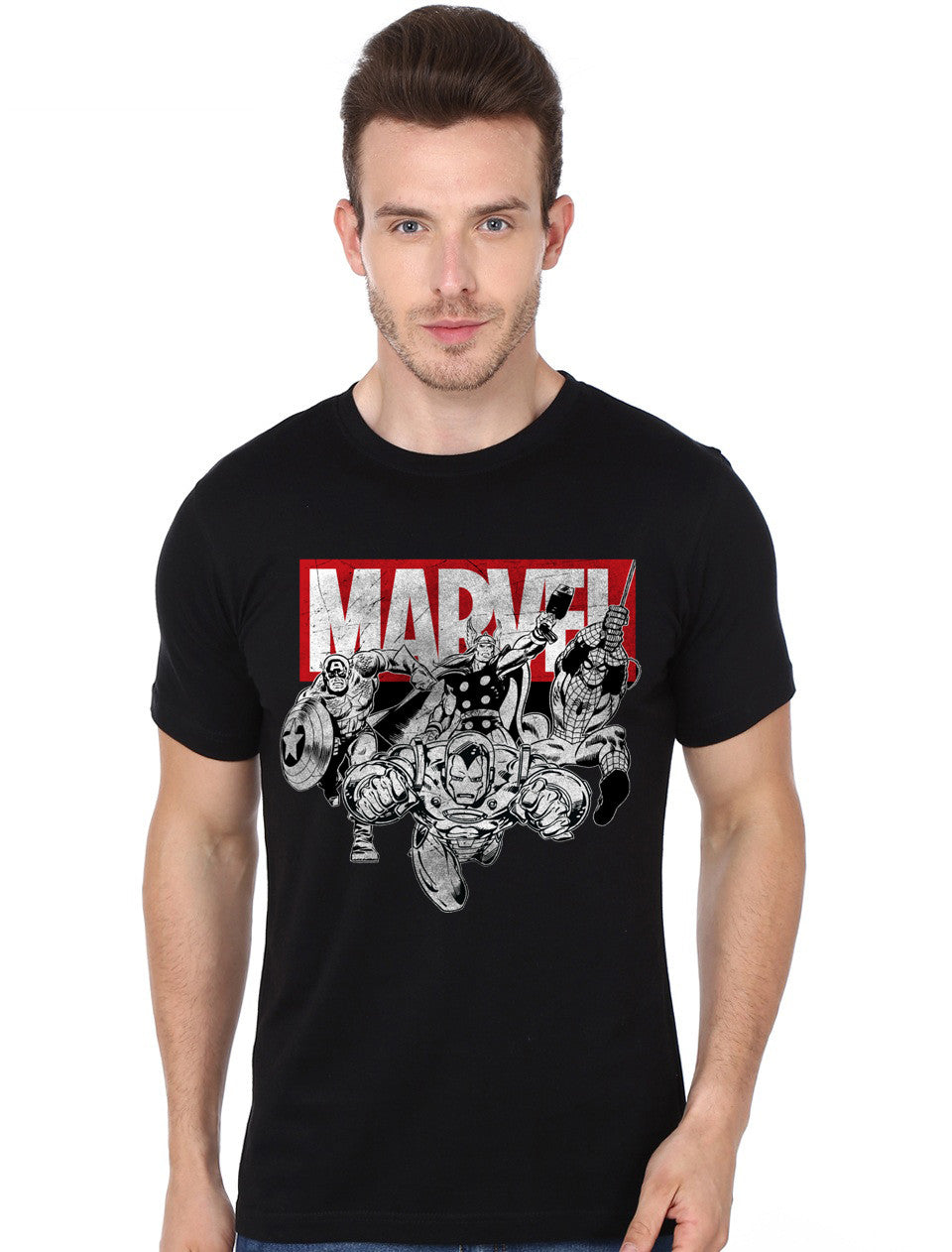 Avengers Grayscale Black T-Shirt