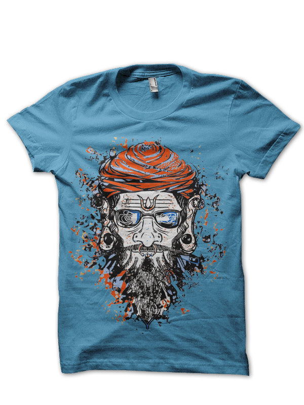 Masked Baba Light Blue Half Sleeve T-Shirt