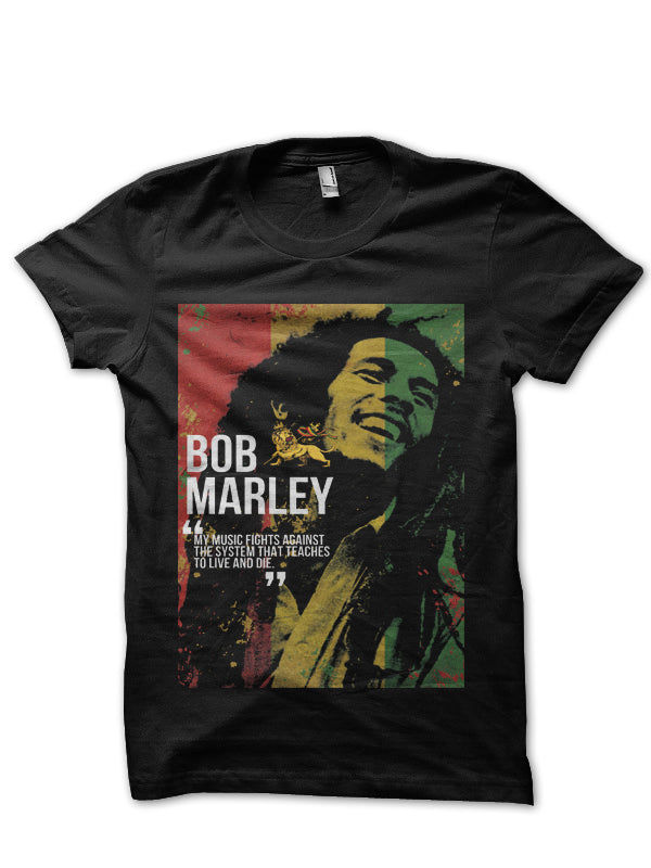 Bob Marley Music Fights Black T-Shirt